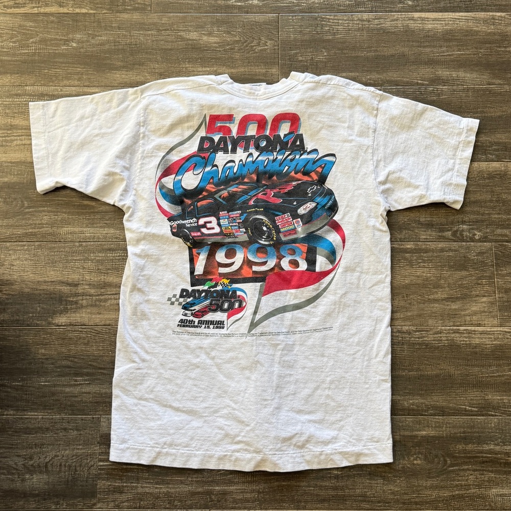 Vintage vtg single 1998 stitch Daytona 500 racing cars shirt  L